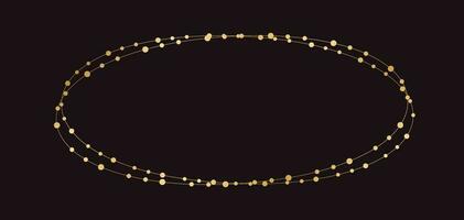 Gold Christmas Fairy Lights Frame Border Template. Abstract golden dots circle frame. vector