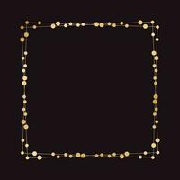 Gold Square Christmas Fairy Lights Frame Border. Abstract golden dots circle pattern frame. vector