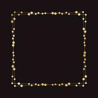 Gold Square Christmas Fairy Lights Frame Border. Abstract golden dots circle pattern frame. vector