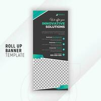 Business and corporate rollup banner design template with gradient color shapes and black background vector