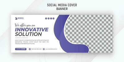 Innovative corporate business social media design or web banner template for promotion with white background and abstract purple gradient color shapes vector