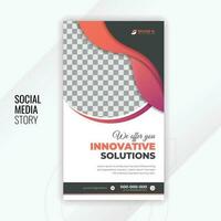 Corporate and innovative solution social media story with abstract red gradient colorful design theme with white background vector