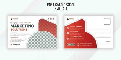 Digital marketing agency post card design template with geometric orange gradient color shapes and white background vector