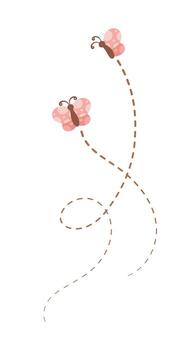 volador mariposa sendero con rayado línea ruta. naturaleza primavera verano diseño elemento vector