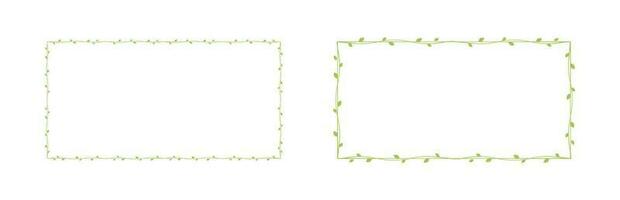 Rectangle green vine frames and borders set, floral botanical design element vector illustration