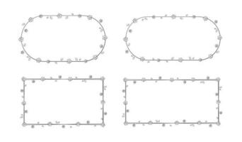 Floral Frame Outline Doodle Set. Spring border template, flourish design element for wedding, greeting card. vector