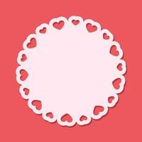 Round scalloped frame with hearts pattern, Pastel Cute Valentines Frame Border vector