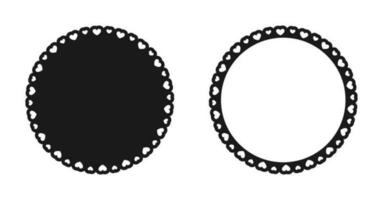 Round scalloped frame with hearts pattern set, Pastel Cute Valentines Frame Border vector