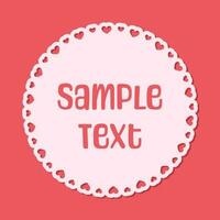 Round scalloped frame with hearts pattern text frame, Pastel Cute Valentines Frame Border vector