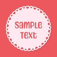 Round scalloped frame with hearts pattern text frame, Pastel Cute Valentines Frame Border vector