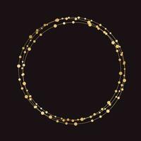 Gold Round Christmas Fairy Lights Frame Border. Abstract golden dots circle frame. vector