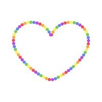 Rainbow heart shaped frame. Border template with copy space. Valentines Day, Pride month flag concept. Vector flat illustration.