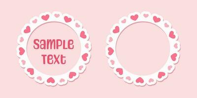 Circle scalloped frame with hearts, Pastel Cute Valentines Border vector