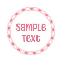 Round scalloped frame with hearts pattern text frame, Pastel Cute Valentines Frame Border vector