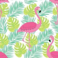 Seamless summer pattern with flamingo vector