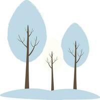 Vector illustration with three trees with snow in winter