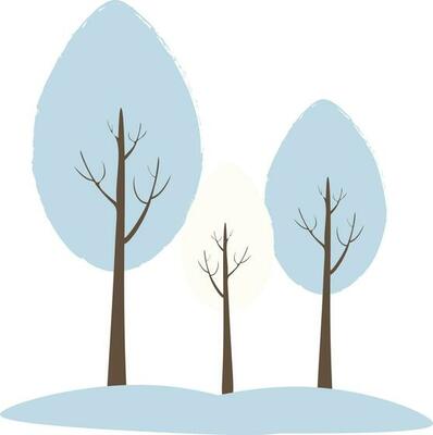 Vector illustration with three trees with snow in winter