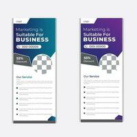 Modern Corporate Roll Up Banner Design Stand Template in multiple eye catching color Red, Blue and Orange for Business corporation or agency with presentation vector