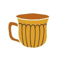 taza de taza dibujada a mano. taza en estilo de dibujos animados de garabatos. ilustración vectorial aislada. vector