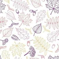 patrón sin costuras con hojas de otoño. ilustración vectorial dibujada a mano. vector