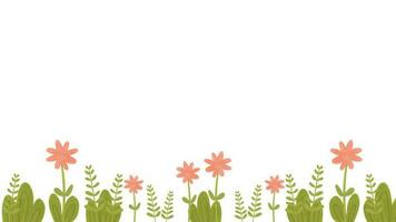 pink flower and green leaves background vector