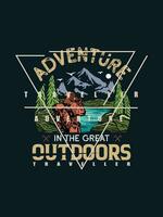 diseño de camiseta de viaje turístico, diseño de camiseta de viaje de aventura vector