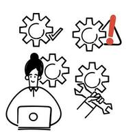 hand drawn doodle gear mechanism related illustration vector