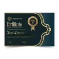 Luxury black and gold certificate with gold frame color vector