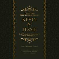 Elegant wedding invitation with pattern motif vector