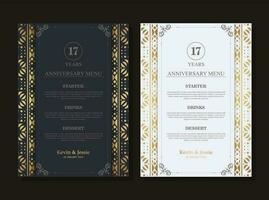 17th anniversary menu design template vector