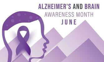 Alzheimer y cerebro conciencia mes. fondo, bandera, tarjeta, póster, modelo. vector ilustración.