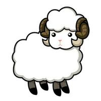 Cartoon style cute nursery aries sheep with black outline vector