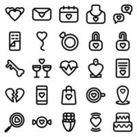 Valentine icon set with outline style vector