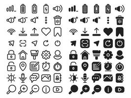 Basic UI icon set outline style vector