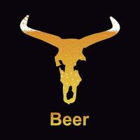 vector drawing of head of horned animal with beer inside. Illustration for poster against alcoholism.