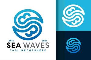 Letter S  Sea Waves Logo vector icon illustration