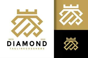 Letter A Diamond Crown Logo vector icon illustration