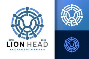 Lion Head Technology Logo vector icon illustration