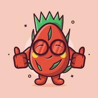 kawaii continuar Fruta personaje mascota con pulgar arriba mano gesto aislado dibujos animados en plano estilo diseño vector