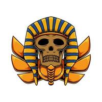 Illustration of golden pharaoh Egypt human skull mascot character vector