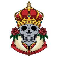 Illustration of king human skull character wearing crown vector