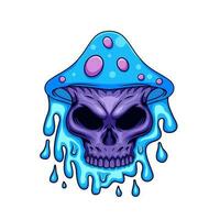 Illustration of mushroom human skull mascot character with liquid poison vector