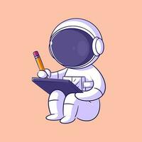 Astronaut making a drawing on a tablet vector