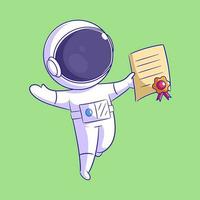 Astronaut is carrying a graduation letter vector