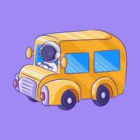 Astronaut is driving a school bus vector
