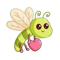 Cute butterfly is flying alone carrying a heart vector