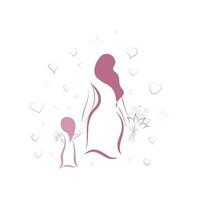 Linear illustration of mother and child, Mother's Day illustration vector illustration