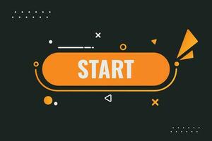 Start Button. Speech Bubble, Banner Label Start vector