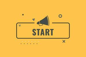Start Button. Speech Bubble, Banner Label Start vector