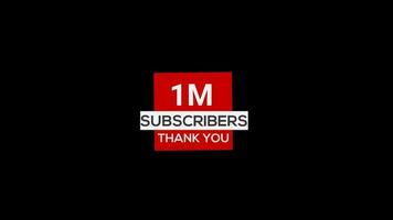 1 million subscribers thank you banner Subscribe, animation transparent background with alpha channel video